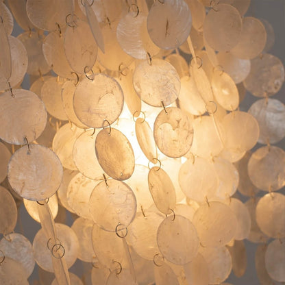 Serena Capiz shell translucent natural pearl iridescent close up detail Coastal Boho beach house authentic craftsmanship