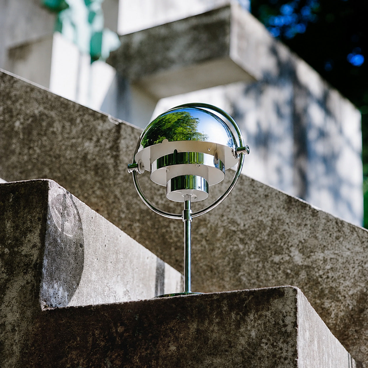 Sfera sculptural table lamp metal ball sculptural form artful shape detail close up craftsmanship