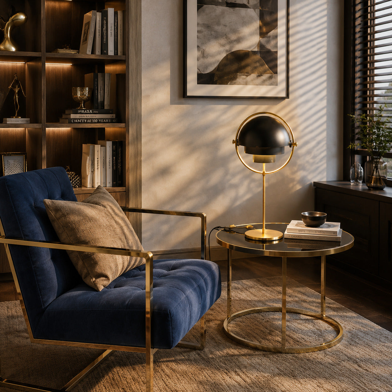 Sfera sculptural table lamp bookshelf desk accent glow metal ball sculptural cute American home lifestyle interior styled
