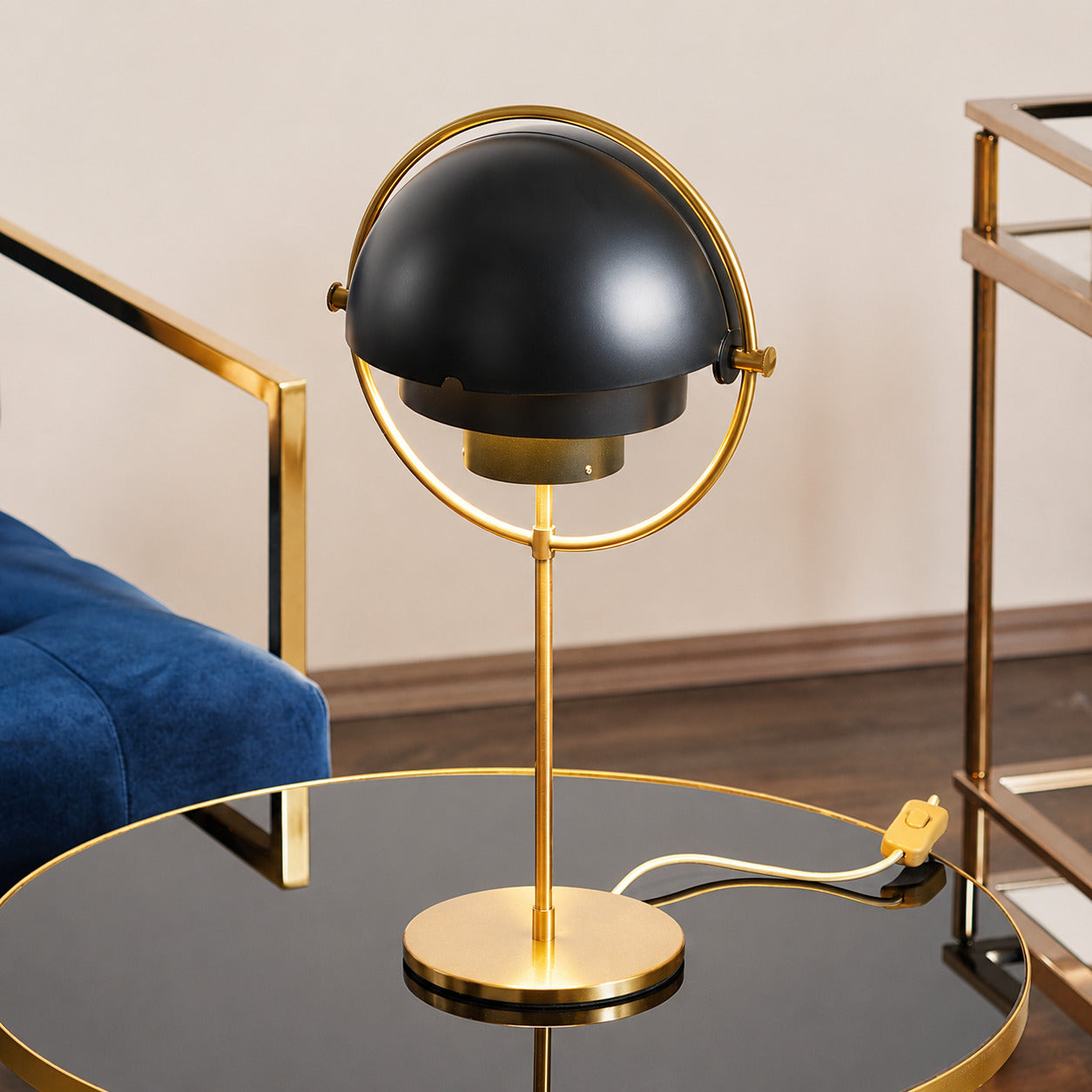 Sfera sculptural table lamp living room side table glow metal ball sculptural statement American home lifestyle interior styled