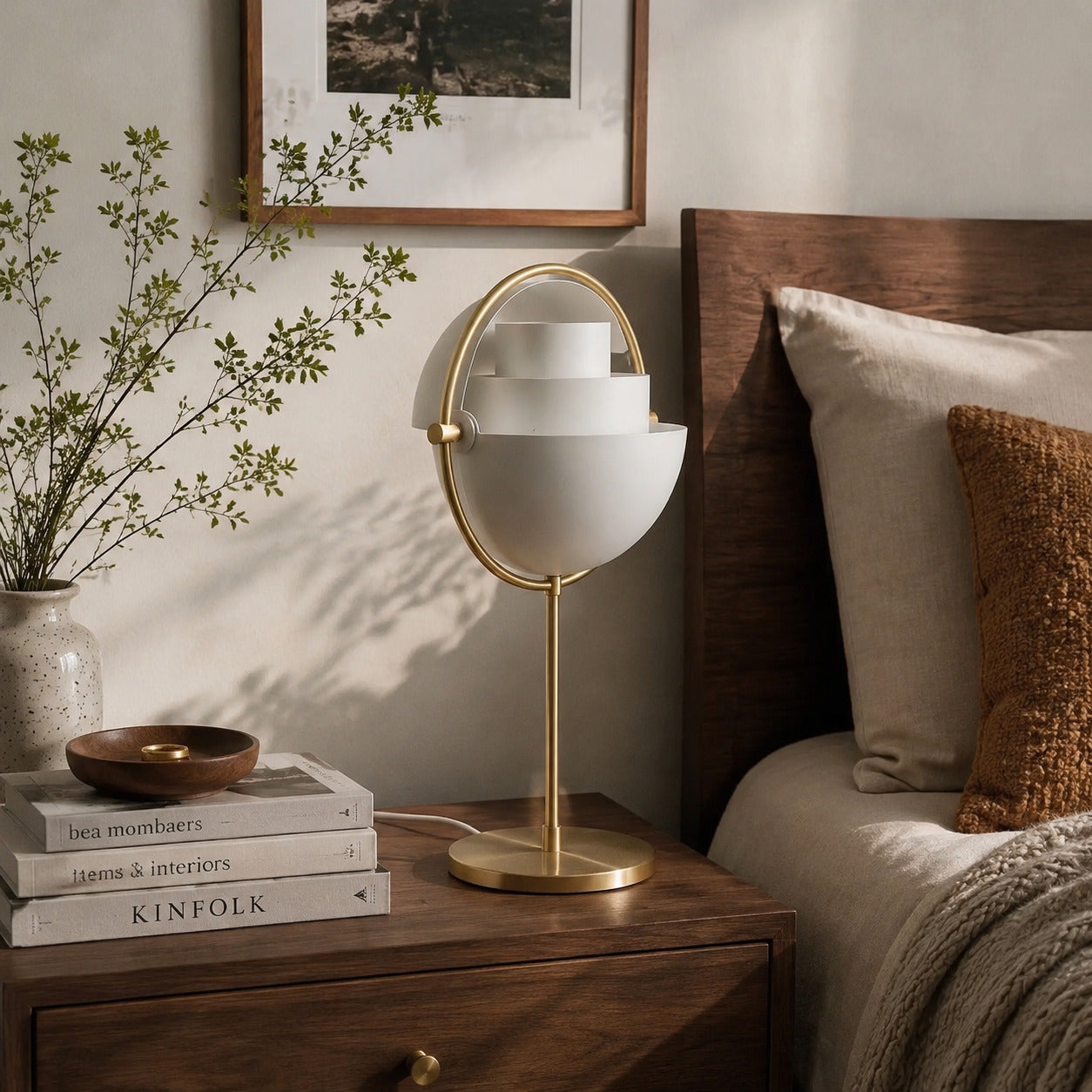 Sfera sculptural table lamp bedroom nightstand bedside glow metal ball sculptural modern American home lifestyle interior styled