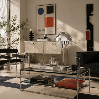 Sfera sculptural table lamp living room side table glow metal ball sculptural statement American home lifestyle interior styled