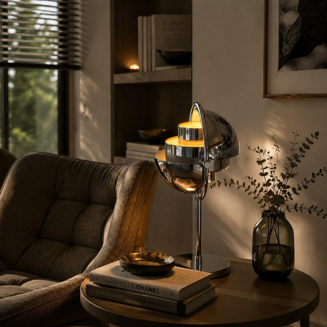 Sfera sculptural table lamp living room side table glow metal ball sculptural statement American home lifestyle interior styled