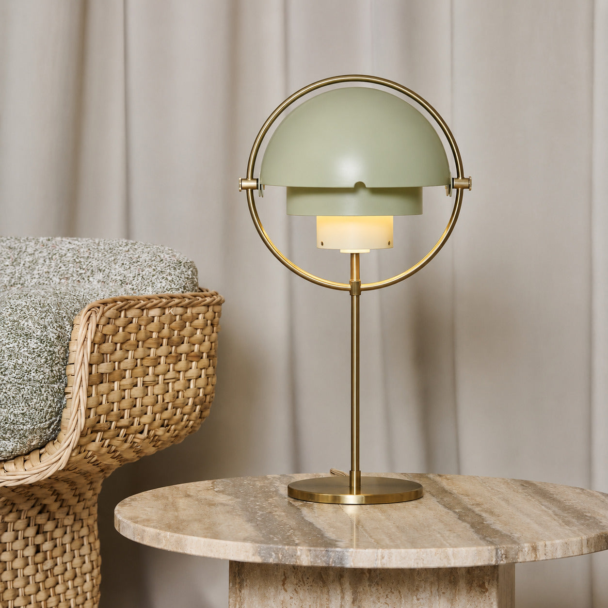 Sfera sculptural table lamp living room side table glow metal ball sculptural statement American home lifestyle interior styled