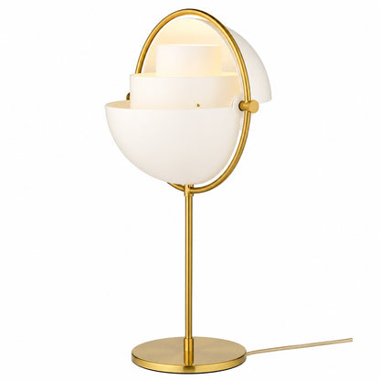 Sfera sculptural table lamp black gold metal ball form adjustable shade modern white background front view