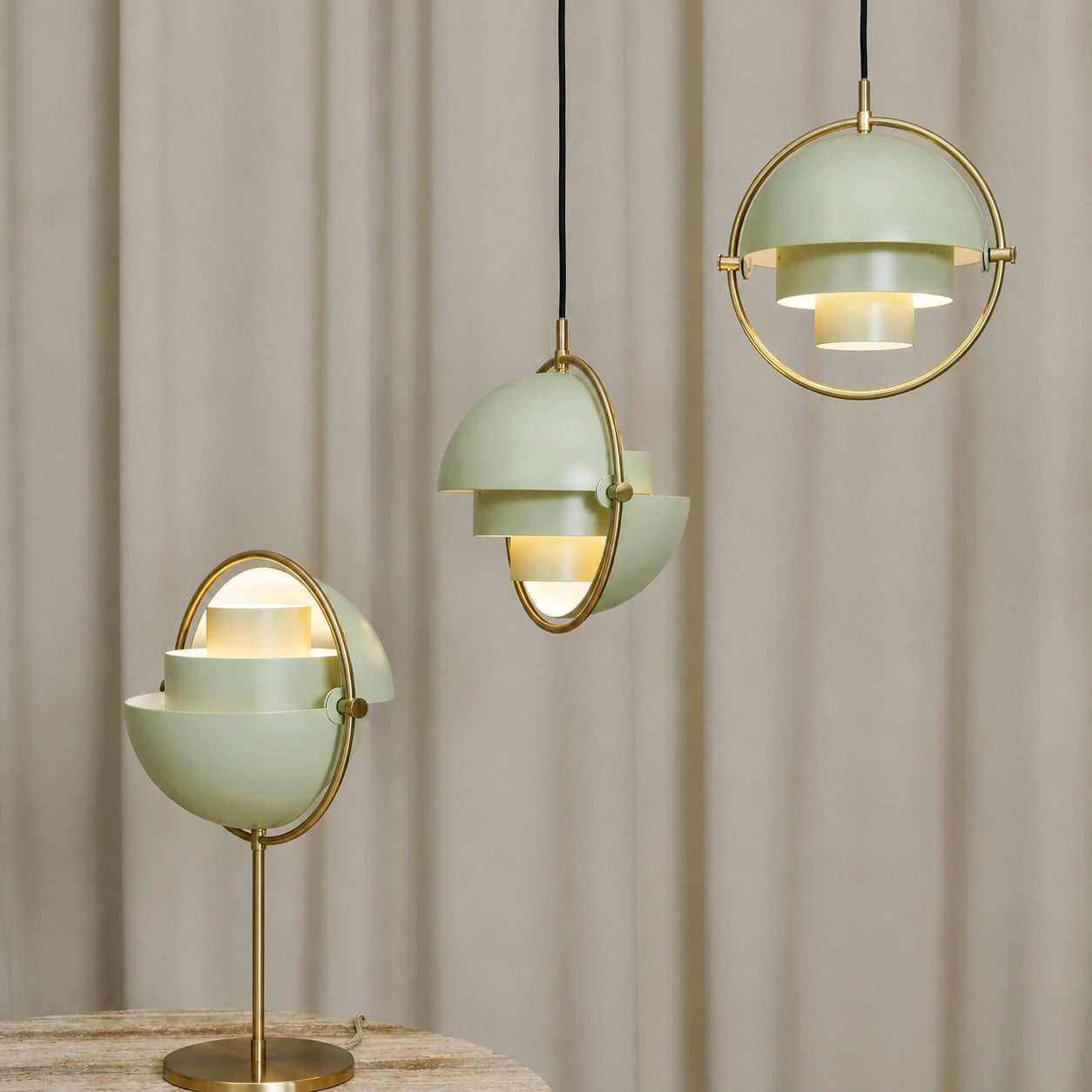 Sfera sculptural table lamp adjustable shade direction up down asymmetric tilt detail close up