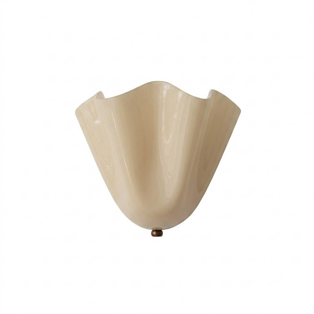 Shellie coastal wall sconce Beige tinted glass shell curve shape Stuberlighting white background product photography