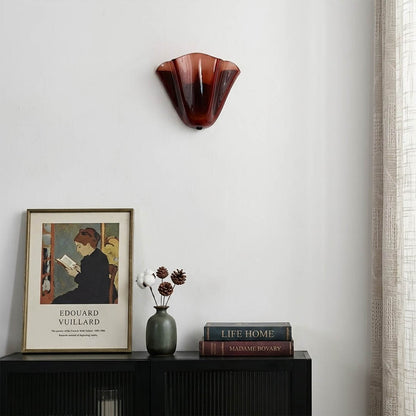 Shellie brown wall sconces pair flanking dining room sideboard walnut interior warm traditional symmetric