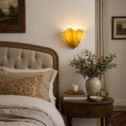 Shellie beige wall sconce powder room bathroom vanity mirror modern coastal interior soft glow