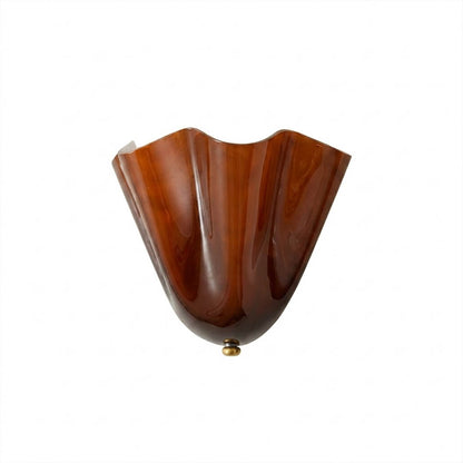 Shellie coastal wall sconce amber tinted glass shell curve shape Stuberlighting white background product photography