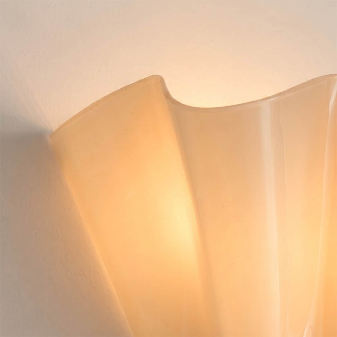 Shellie tinted glass shell curve close up light refraction tide pool effect amber glow water like illumination detail