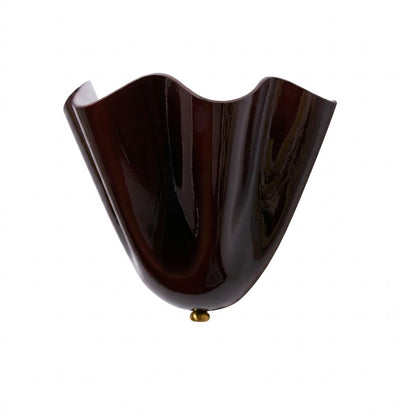 Shellie coastal wall sconce Brown tinted glass shell curve shape Stuberlighting white background product photography