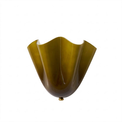 Shellie coastal wall sconce Green tinted glass shell curve shape Stuberlighting white background product photography