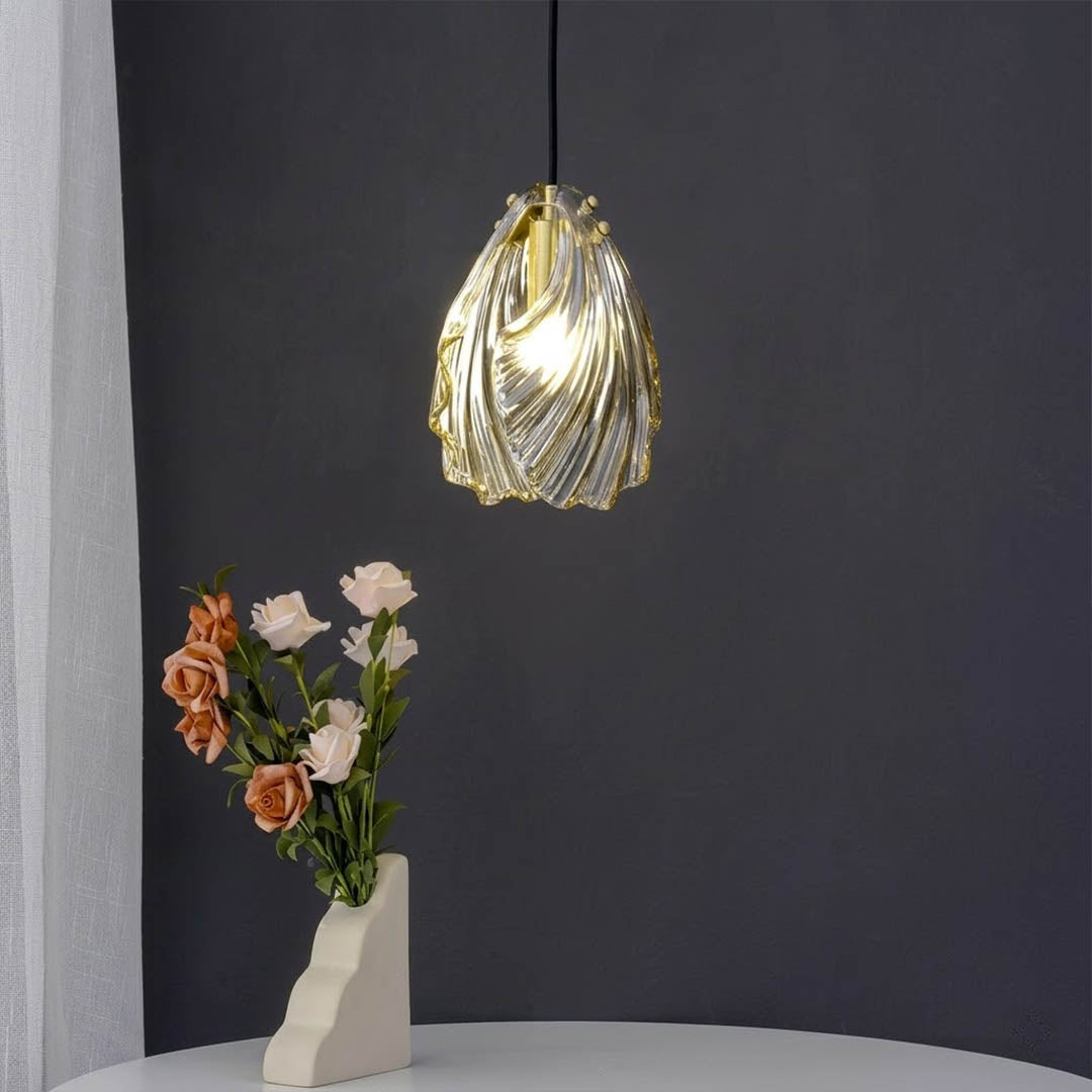 Shellie amber coastal pendant single hanging beside bed bedroom nightstand replacement warm amber glow beach house bedroom
