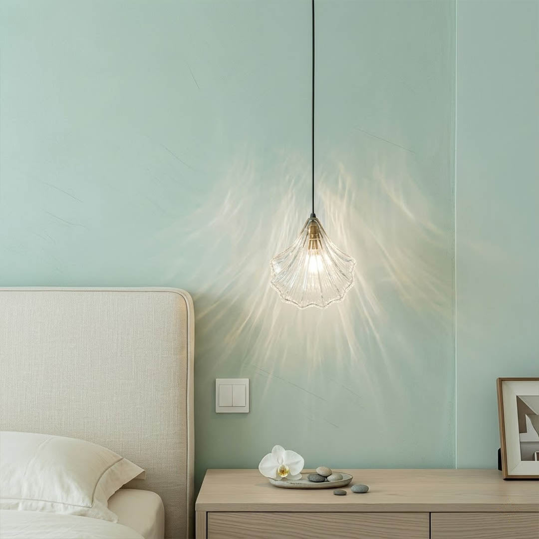 Shellie amber coastal pendant single hanging beside bed bedroom nightstand replacement warm amber glow beach house bedroom