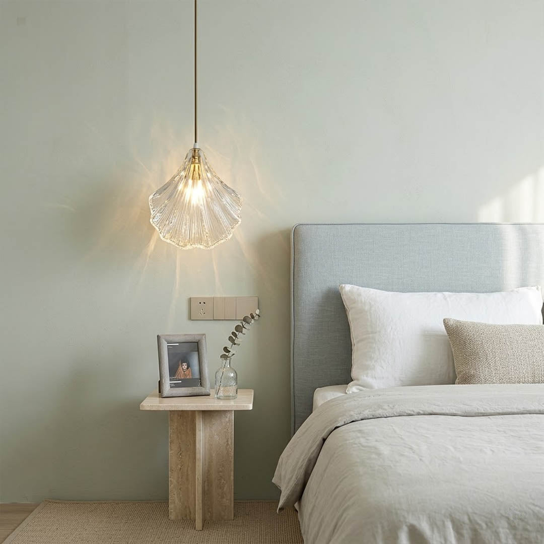 Shellie amber coastal pendant single hanging beside bed bedroom nightstand replacement warm amber glow beach house bedroom
