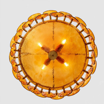 Sienna Murano craftsmanship stained glass texture warm glow close up detail Italian Mid Century vintage authentic material