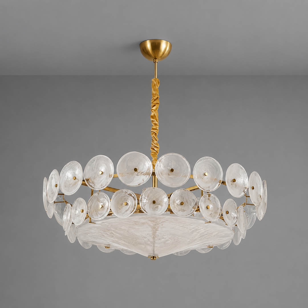 Sienna Murano style vintage glass cluster chandelier Sage Green Cottagecore Mid Century Italian bronze frame botanical white background