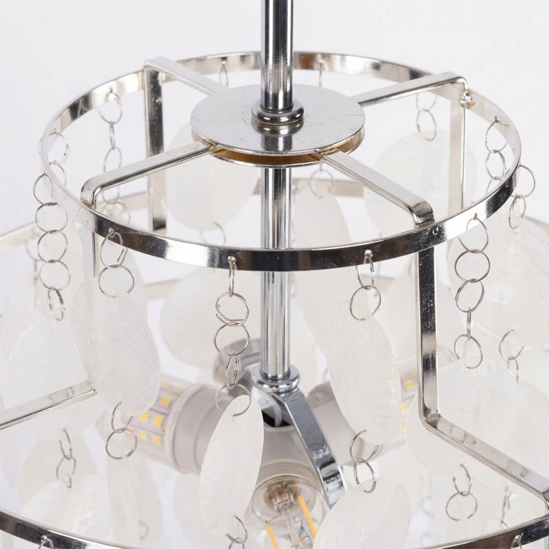 Sirena FUN style disc layered rotating Capiz shell structure craftsmanship detail close up Mid Century Verner Panton iconic