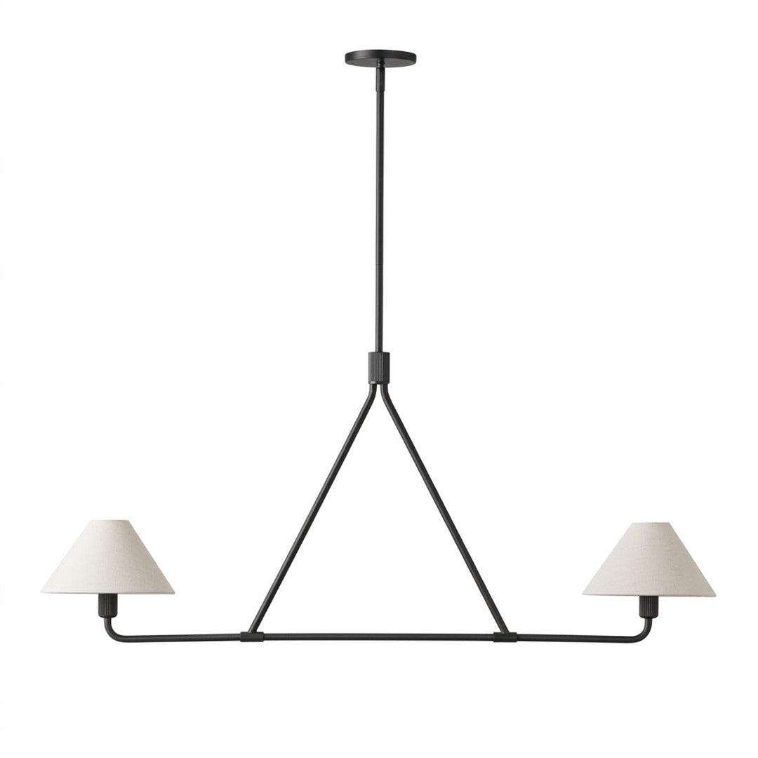 Sola matte black 2-light small angular chandelier white drum shade 27.6 inch white background