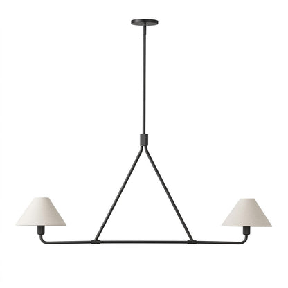 Sola matte black 2-light small angular chandelier white drum shade 27.6 inch white background