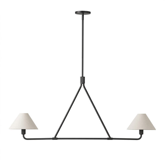 Sola matte black 2-light small angular chandelier white drum shade 27.6 inch white background