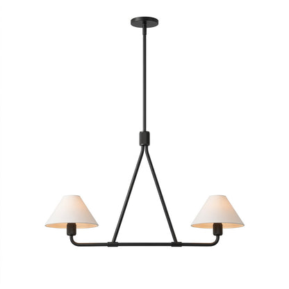 Sola matte black 2-light small angular chandelier white drum shade 27.6 inch white background
