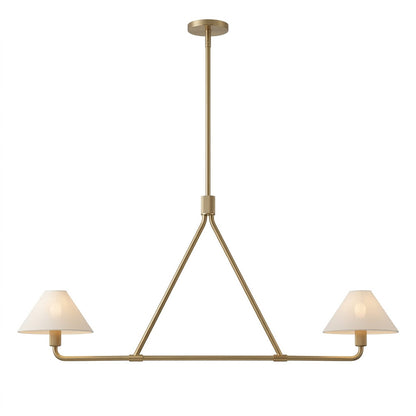 Sola black angular chandelier above dining table warm fabric drum shade light japandi interior