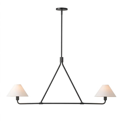 Sola matte black 2-light small angular chandelier white drum shade 27.6 inch white background