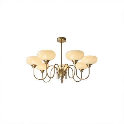 Solari gold chandelier 7-light cream yellow gradient glass large cluster white background