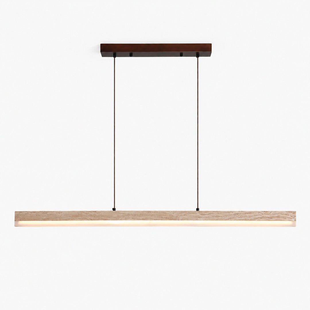 Sole travertine pendant light oversized yellow travertine stone disc large slim flat round minimalist statement white background