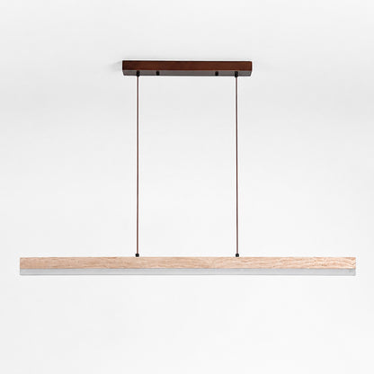 Sole travertine pendant light illuminated warm integrated LED glow oversized travertine stone disc white background