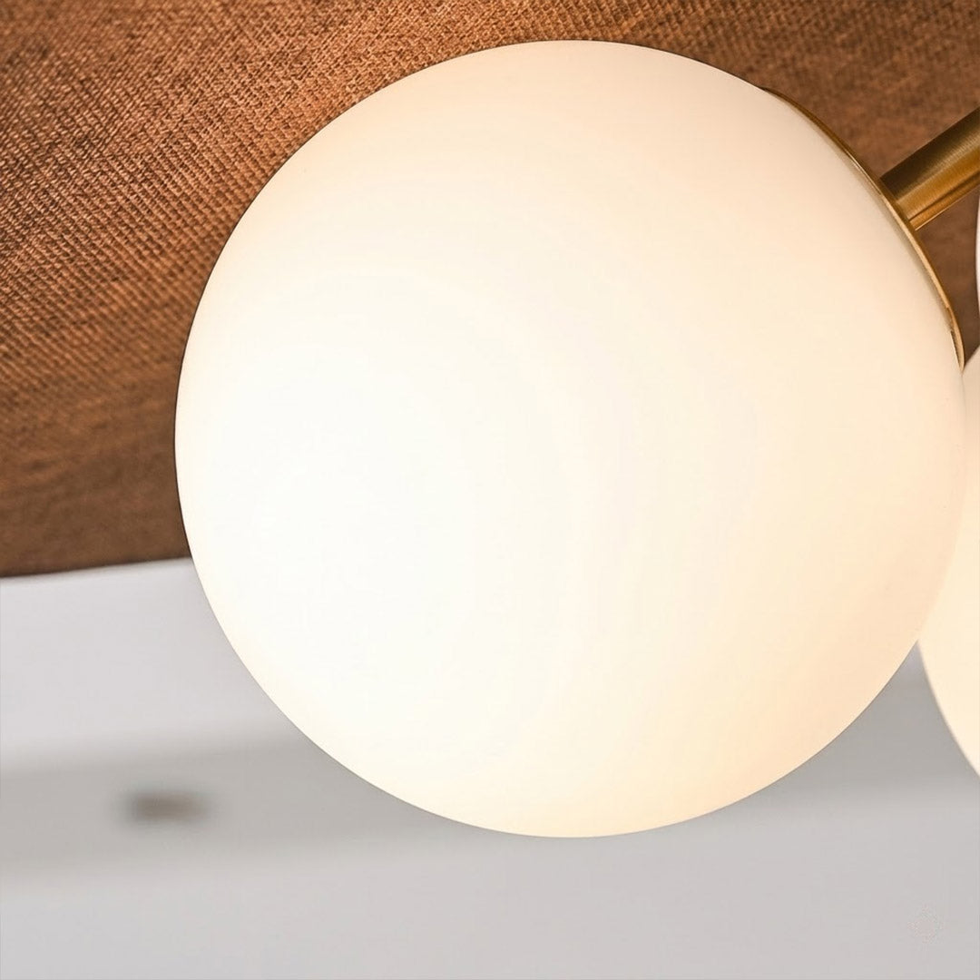 Solene wabi-sabi chandelier above living room boho organic modern interior warm light