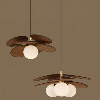 Solene wabi-sabi chandelier above living room boho organic modern interior warm light