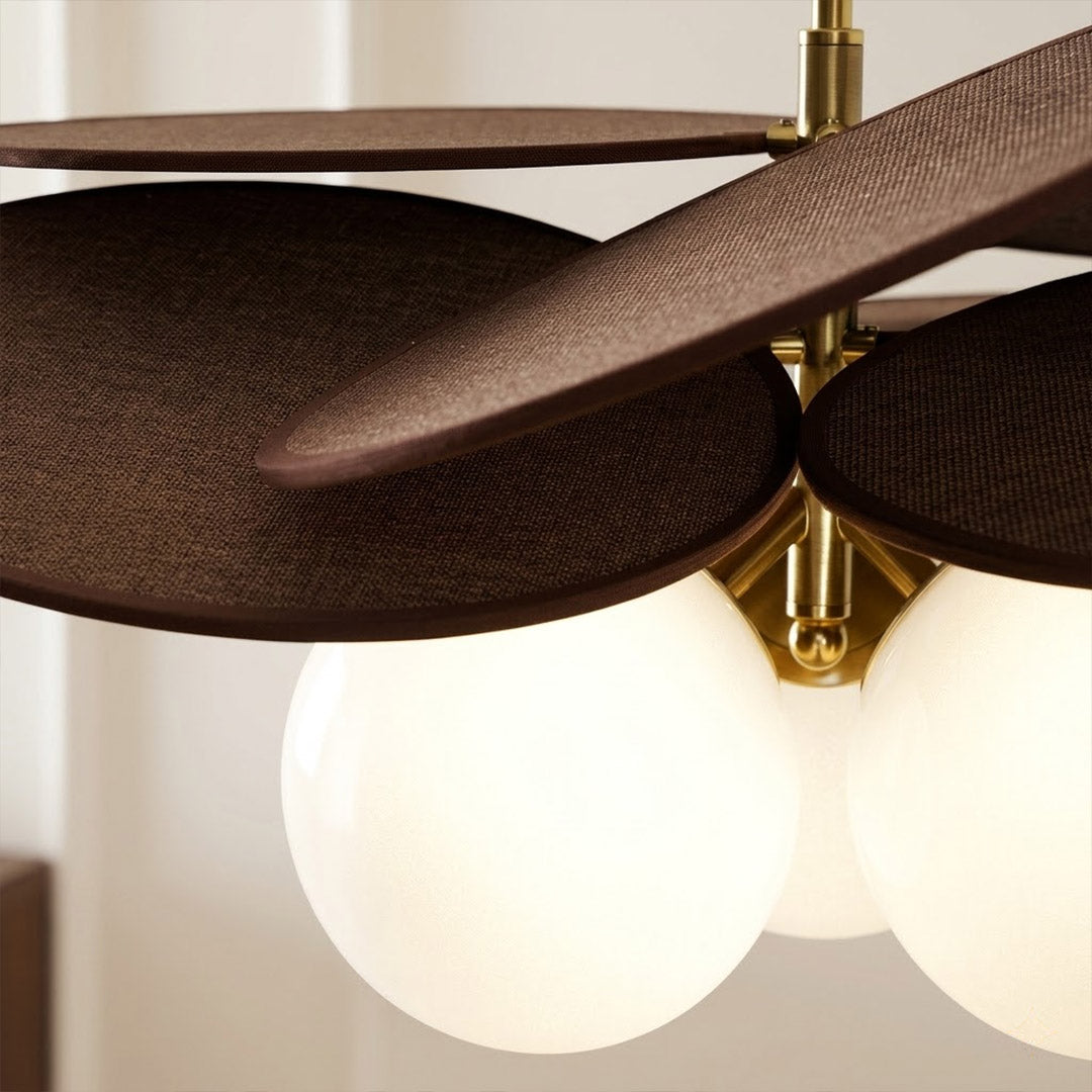 Solene wabi-sabi chandelier above living room boho organic modern interior warm light
