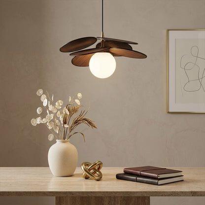 Solene wabi-sabi chandelier above living room boho organic modern interior warm light