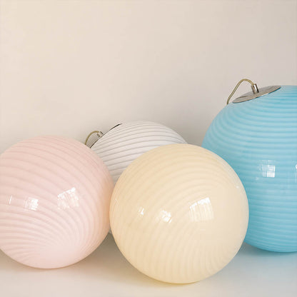Spira pendant light 2 sizes comparison small 11.8 inch and large 15.7 inch side by side proportional scale reference hand blown glass sphere