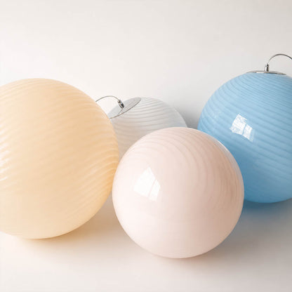 Spira pendant light 5 colors comparison yellow pink light blue blue white candy spiral ribbed hand blown glass sphere palette reference