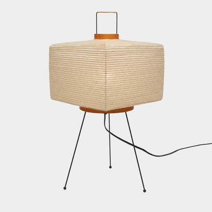 Stuberlighting 9A Washi Paper Table Lamp with black tripod base, handcrafted Akari inspired lantern for Japandi home decor.