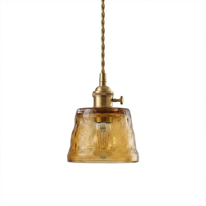 Nordic Cup amber textured glass pendant light white background Stuberlighting