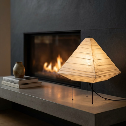 Stuberlighting Washi Paper 5X Table Lamp, Handcrafted Akari-Inspired Pyramid Lantern