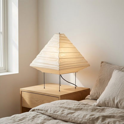 Stuberlighting Washi Paper 5X Table Lamp, Handcrafted Akari-Inspired Pyramid Lantern