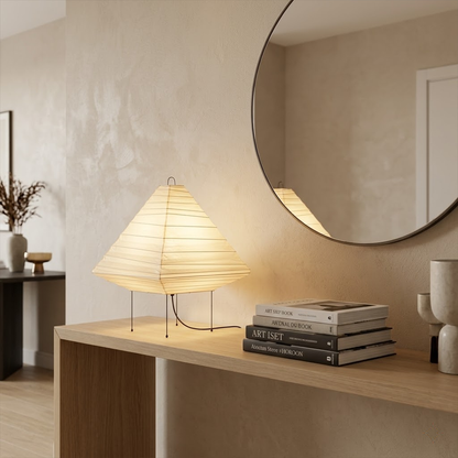 Stuberlighting Washi Paper 5X Table Lamp, Handcrafted Akari-Inspired Pyramid Lantern
