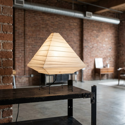Stuberlighting Washi Paper 5X Table Lamp, Handcrafted Akari-Inspired Pyramid Lantern