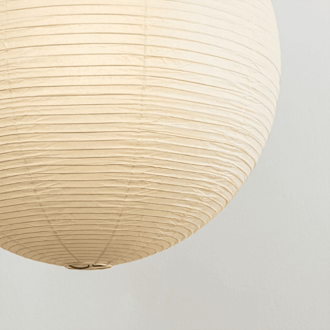 Handcrafted Whimsy 2-light Washi paper spider pendant lamp with sphere and oval shades for Japandi living room.