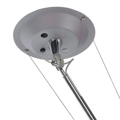 Tate brushed aluminum frame parchment paper shade close up material contrast industrial minimalist craftsmanship detail