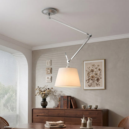 Tate industrial chandelier design studio workspace minimalist interior aluminum parchment focused task lighting