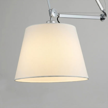Tate brushed aluminum frame parchment paper shade close up material contrast industrial minimalist craftsmanship detail