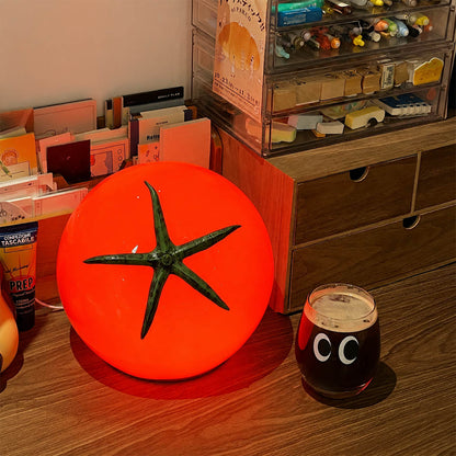 Tomato glass table lamp kids room playful red glass fun whimsical warm American home lifestyle interior styled