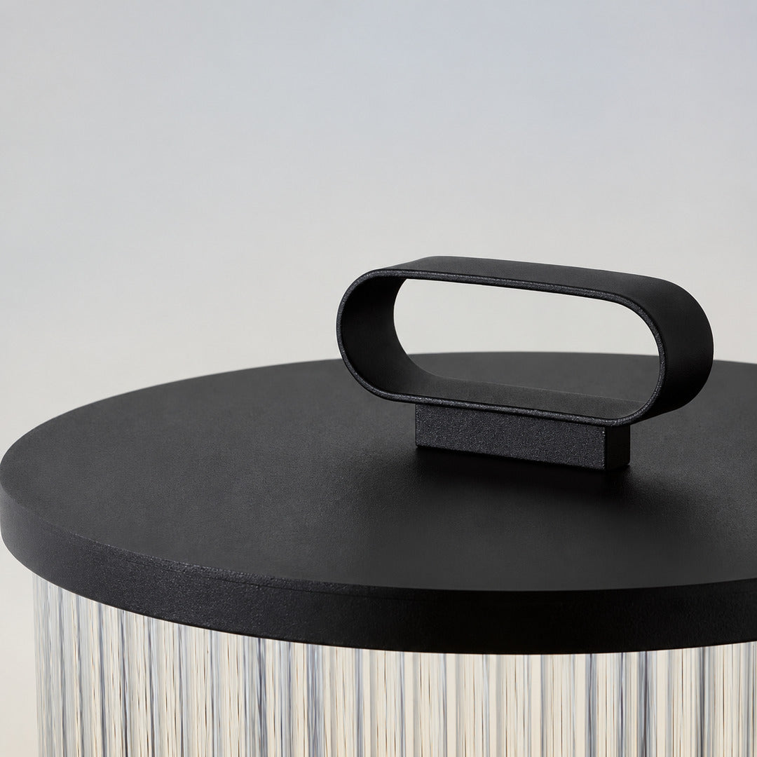 Detail of the durable black spray finish on the Torre outdoor garden light